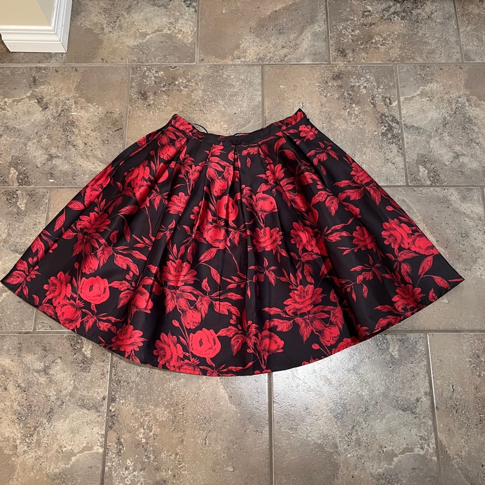 Floral Red and Black Women's Skirt